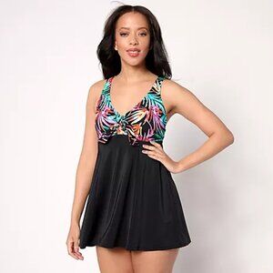 Kim Gravel x Swimsuits For All Tie-Front Swim Dress - Rainbow (Sz 14) a629538